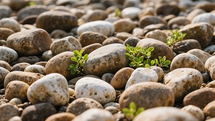 River Rocks with Small Plants