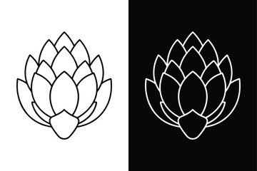 Flat Artichoke Line Drawing. Healthy Food Illustration in Black and White