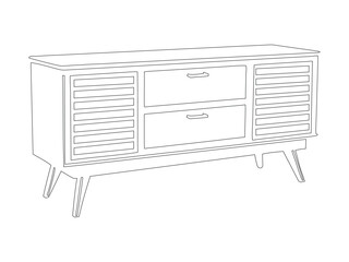 Mid-Century Modern Sideboard with Louvered Doors