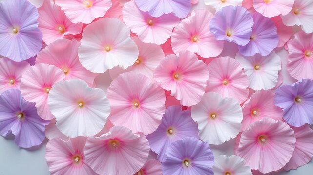 Romantic close-up of sweet pea petals in pink, purple, and white with ruffled texture, perfect for vintage aesthetic projects 4k video footage