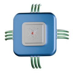 Quantum computing chip 3D Icon colorful style