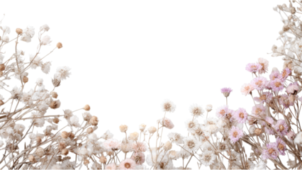 Delicate Dried Flower Frame with Small Daisies and Flower Heads