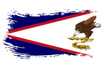   American Samoa Flag Brushstroke Style Illustration with Bald Eagle Emblem on White Background