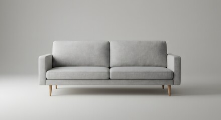 Modern Gray Sofa on White Background - Interior Design