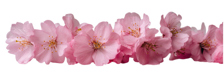 Obraz premium Delicate Pink Cherry Blossoms Laid Flat in a Neat Row Arrangement