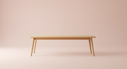 Minimalist Wooden Table on Pink Background, Product Display