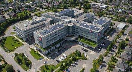 Modern medical center aerial view