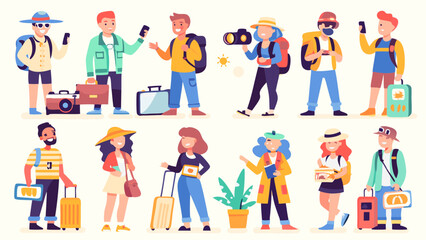 travellers in different poses for use
