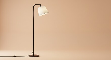 Modern Floor Lamp on Beige Background, Minimalist Design