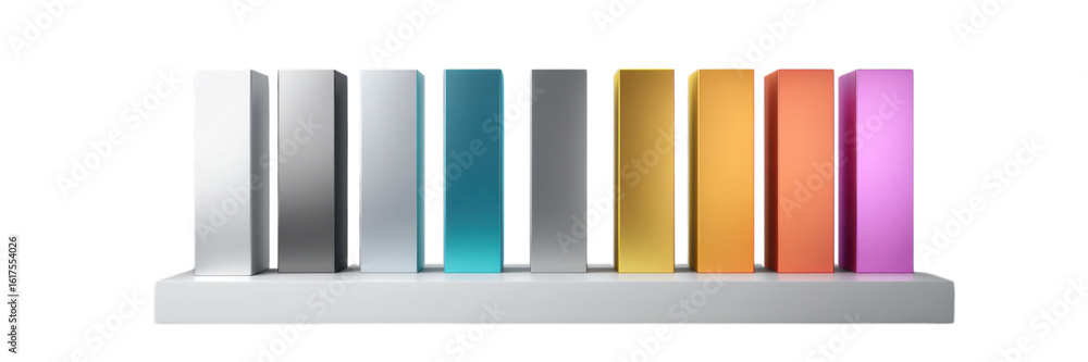 Poster colorful neon gradient 3d bar chart mockup for data visualization
