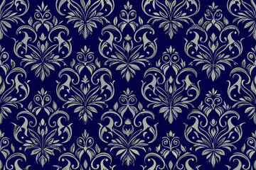 vector illustration seamless pattern background with dark blue ornaments designs for textile wall papers, books cover,colours, cyan, damask, elegant, gradient, graphic, luxurious, luxury, ornament,