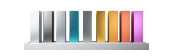 Colorful Neon Gradient 3D Bar Chart Mockup for Data Visualization