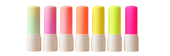 Assorted Pastel Gradient Lip Balm Sticks in a Row Display