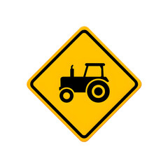 Naklejka premium Caution sign for tractors isolated on white background