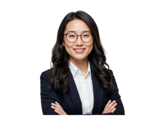 Confident Asian Businesswoman Portrait on Transparent Background