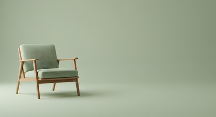 Modern Armchair on Green Background - Interior Design