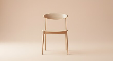 Minimalist Wooden Chair on Pastel Background