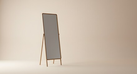 Blank Advertising A-Frame Sign on Beige Background
