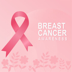 Breast Cancer Awareness Month Editable Vector Poster with Pink Ribbon Design and Modern Illustration for Women’s Health Campaign