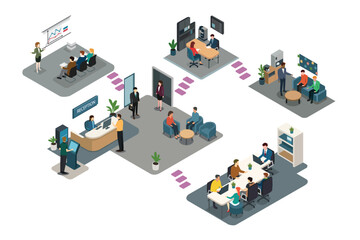 Isometric Modern Business Office Vector Illustration