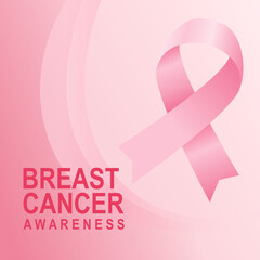 Breast Cancer Awareness Month Editable Vector Illustration with Pink Ribbon Symbol on Gradient Background for Health Campaign Design.