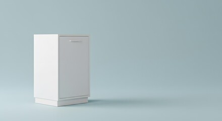 Minimalist White Cabinet on Blue Background - Modern Furniture Concept