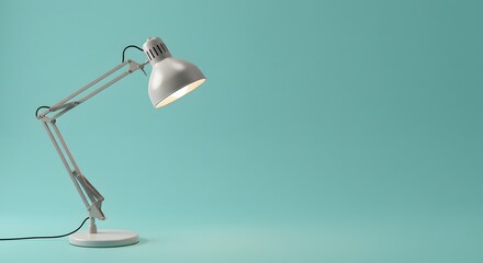 Modern Desk Lamp with Bright Light on Teal Background