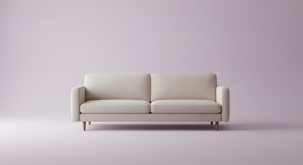 Modern Cream Sofa on Pastel Background