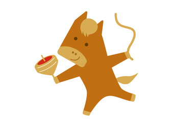 年賀用/コマで遊ぶシンプルな馬のキャラクターイラスト