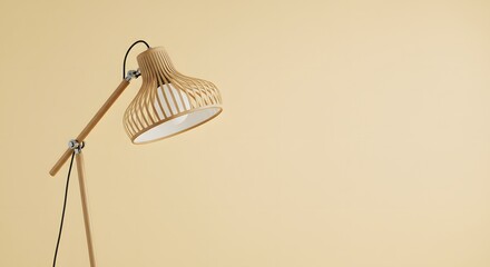 Modern Wooden Floor Lamp on Beige Background
