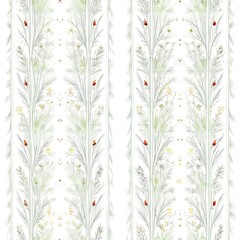 Delicate vertical floral pattern with subtle shimmer and muted colors