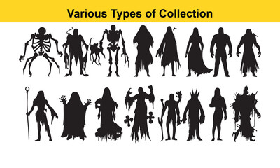 Silhouette Monsters Collection: Various Types of Dark Creatures