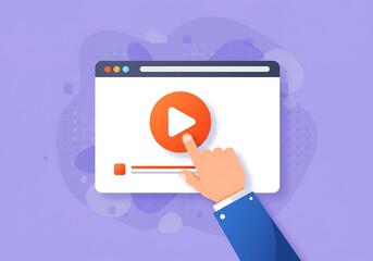 Fototapeta premium Hand pressing play button on video player isolated on white background