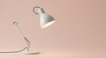Modern White Desk Lamp on Pink Background