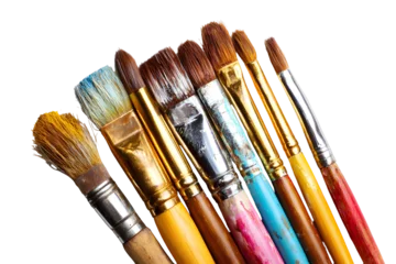 Fotobehang Schilderij Paintbrushes art supplies artist tools creative painting  © Ayisha