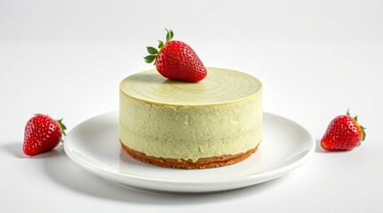 cheesecake with strawberry, minimalist aesthetic