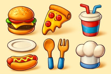 A vibrant 3D food icon pack