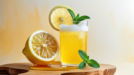 glass of honey lemon soda