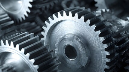 Close-up view of interlocking metal gears.