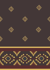 Ikat flower hand drawn in brown  tone , Motif ethnic floral seamless textil, embroidery, print striped ornament floral, pattern, design for wrapping, silk, scarf, background, textile	