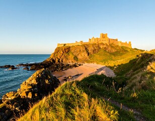Coastal castle at sunrise