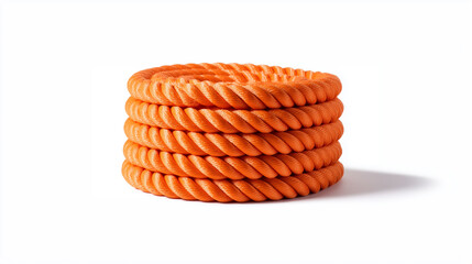 Strength and security concept with a coiled orange cord for survival and rescue