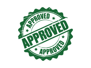 Approved grunge rubber stamp seal icon. Green vector illustration of a certified validation symbol isolated on white.