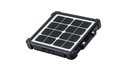 A small portable solar panel for renewable energy, isolated on a white background