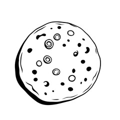 Hand Drawn Chapati: Simple Grayscale Flatbread Illustration With Spots And Rings On White Background