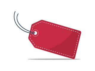Red price tag vector illustration. Blank sale label icon isolated on white background for retail design.
