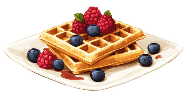 Waffles Illustration with Crispy Texture and Sweet Breakfast Design Isolated on White Background