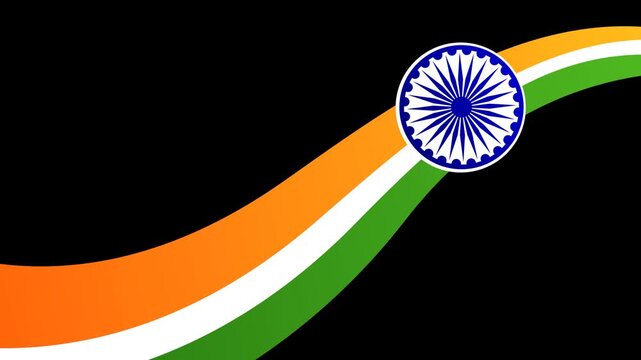 India Flag with different style. INDIA flag colors with elements on transparent background. Full HD. 4K