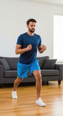 Man Performing Lunges for Leg Strength and Balance Training