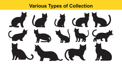 Black Cat Silhouettes: Various Poses and Styles Collection